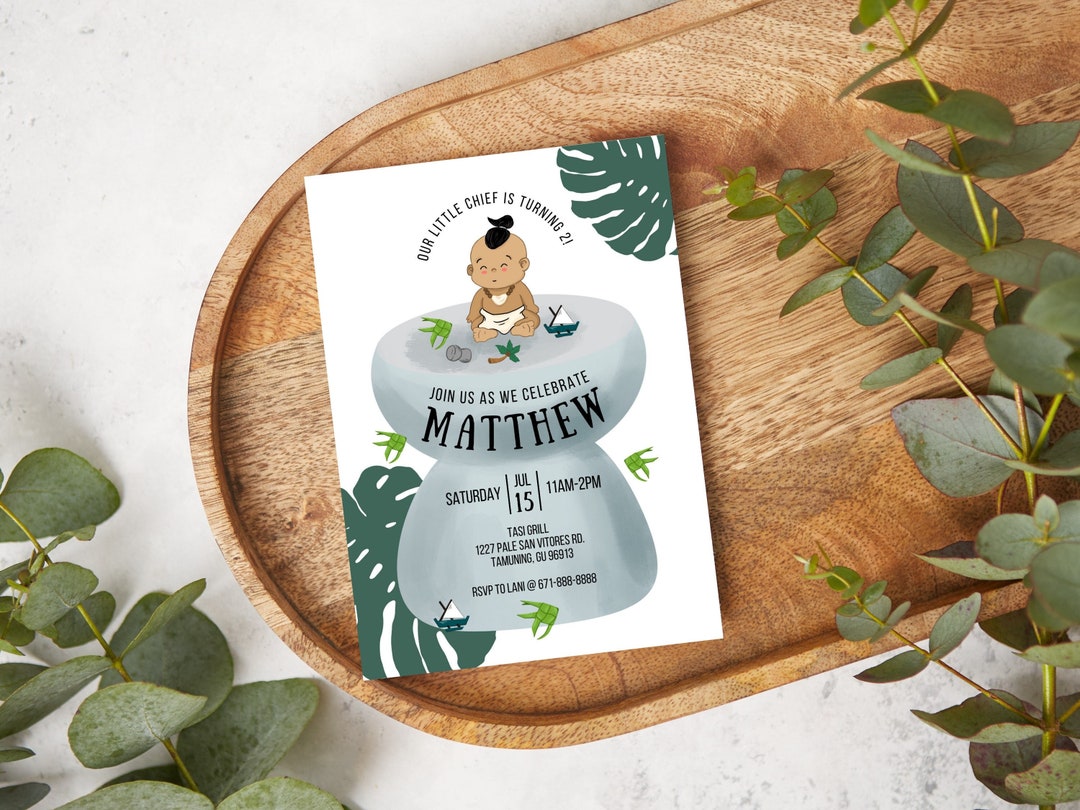 Little Chief Birthday Invite Guam Party Supply Digital Invites Guam