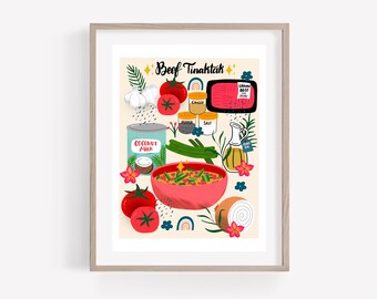 Chamorro Foodie Kunstdruck, Beef Tinaktak Guam Kunstdruck, Guam Food Art, Chamorro Geschenke für Köche, Geschenke für Chef