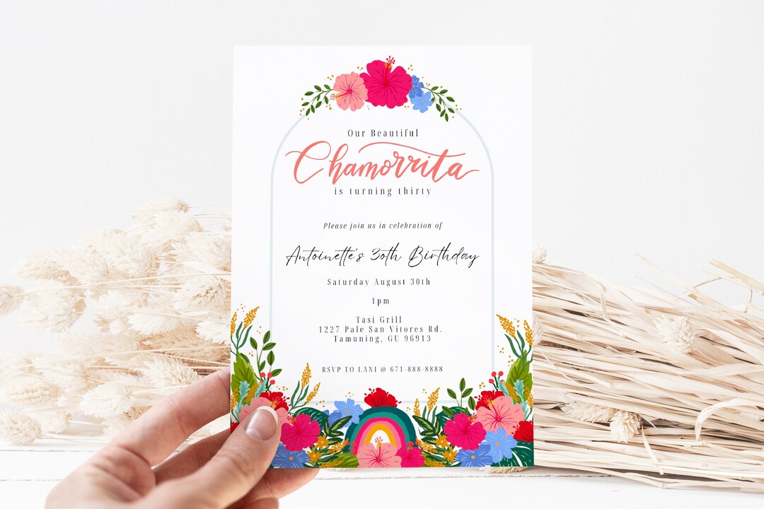 Chamorrita Birthday Invite Guam Party Supply Digital Invites Etsy