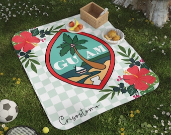 Guam Picnic Blanket Guam Seal Picnic Blanket Chamorro Picnic Blanket Custom Name Picnic Blanket