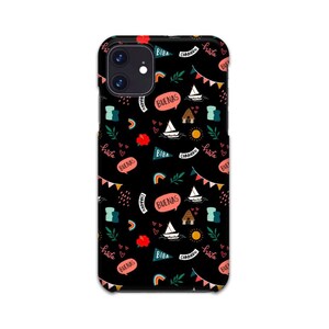 May include: Black phone case with a colorful pattern of rainbows, sailboats, houses, hearts, and the words "Buenas", "Biba", and "Chamoru".