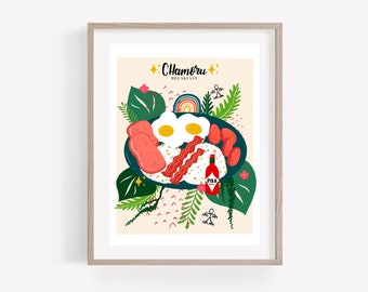 Chamorro Foodie Kunstdruck, Chamorro Frühstück Kunstdruck, Guam Food Art, Chamorro Geschenke für Köche, Geschenke für den Koch