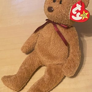 Ty Beanie Baby 1993 Curly Bear With Error (has Valentino swing tag)