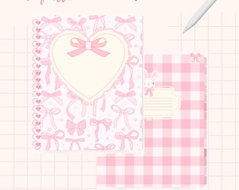 Coquette Digital Notebook: Kawaii Hyperlinked Planner with Stickers (PDF)