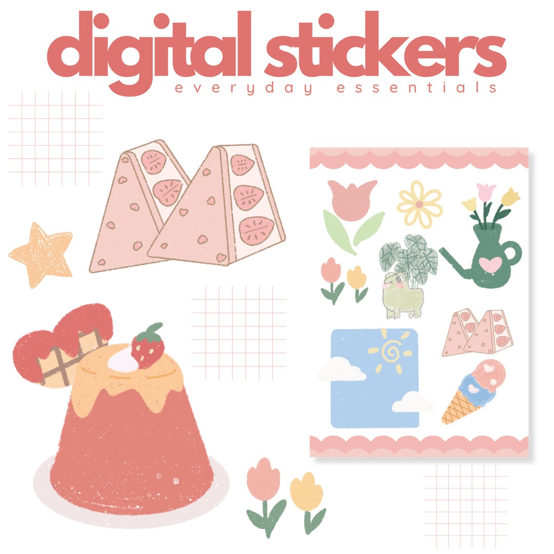 Pastel Everyday Digital Stickers, Goodnotes Stickers Cute Kawaii ...