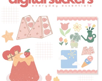Pastel Kawaii Digital Stickers: GoodNotes Planner Stickers (PNG)