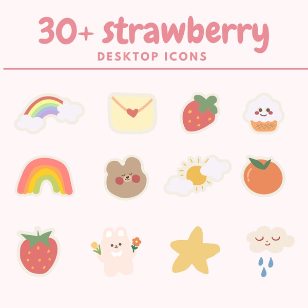 Cute Desktop Icon ONLY | Mac & Windows | Icon set | Icon | Kawaii Pink Bear Aesthetic | Desktop Icon Pack