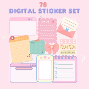 Cute Digital Planner Stickers/ Cute GoodNotes Stickers/ Cute Digital Stickers Book/ Digital Stickers Set/ Cute bunny Digital Sticker Set PNG