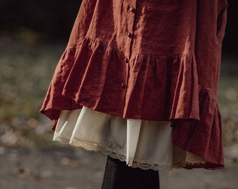 VIOLET underskirt in warm white with ivory lace, cotton lightweight petticoat