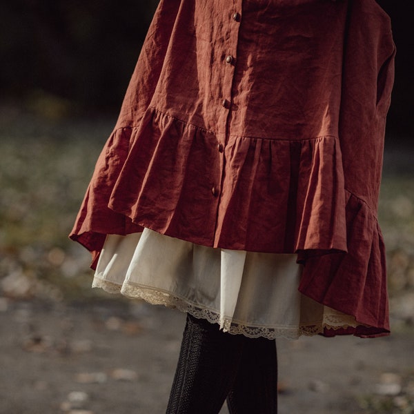 VIOLET underskirt in warm white with ivory lace, cotton lightweight petticoat