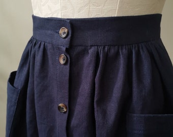 Adelaine Linen skirt, full midi skirt with pockets, custom-made available