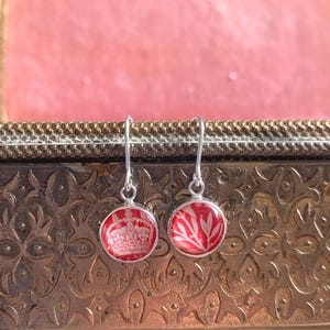 Vintage UK Postage Stamp Sterling Silver Hook Earrings