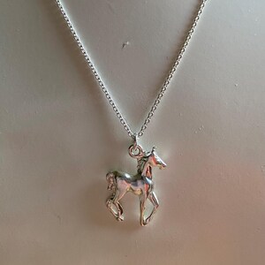 Vintage Sterling Silver Horse Pendant Necklace