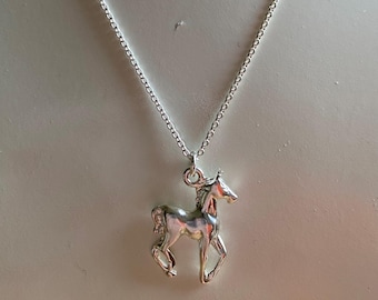 Vintage Sterling Silver Horse Pendant Necklace