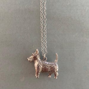 Vintage Sterling Silver Scottish Terrier Pendant Necklace, Dog Pendant Necklace