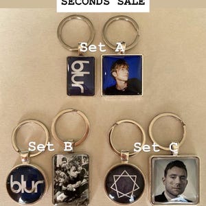 SECONDS SALE Set of 2 Blur, Damon Albarn, Seal of God Star Keyrings