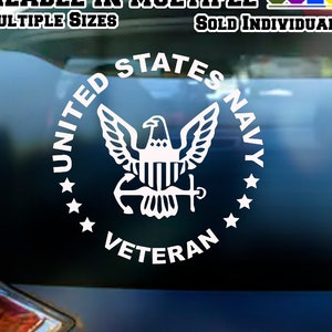 US Navy Veteran Decal Sticker - Available in Mulitple Sizes and Colors - For any car window, wall, or laptop will stick to any flat surface