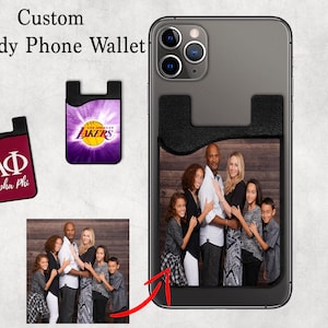 Caddy de tarjetas personalizado - Cartera de teléfono personalizada - Imprima cualquier imagen, diseño, logotipo o texto en los 3 caddies de tarjetas - Excelente manera de mostrar el espíritu