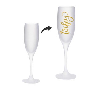 Custom Champagne Flute Glass 6oz Frosted- Personalized Champagne Flute Glass 6oz Frosted, Add any design, photo, image, or text