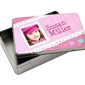 Custom Metal Tin Stoage Tin  - Personalized Metal Tin Storage Tin -Photo Metal Tin Storage Tin , Add any design, photo, image, or text