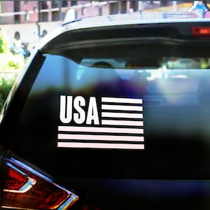 USA Flag Decal Sticker - Available in Mulitple Sizes and Colors - For any car window, wall, or laptop will stick to any flat surface
