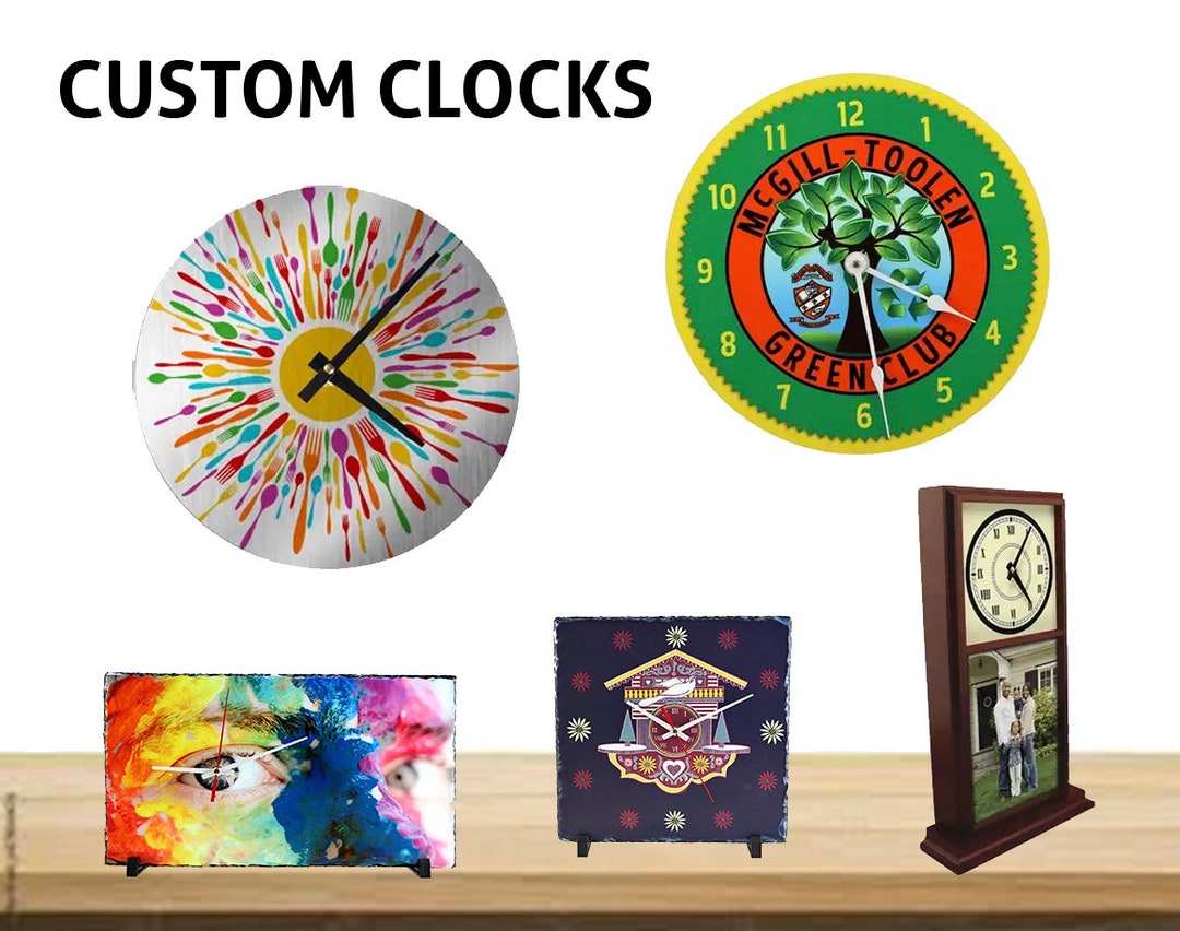 Customised Clocks Custom Clocks- Personalized Clocks- Photo Clocks, Add Any Design, Photo ...