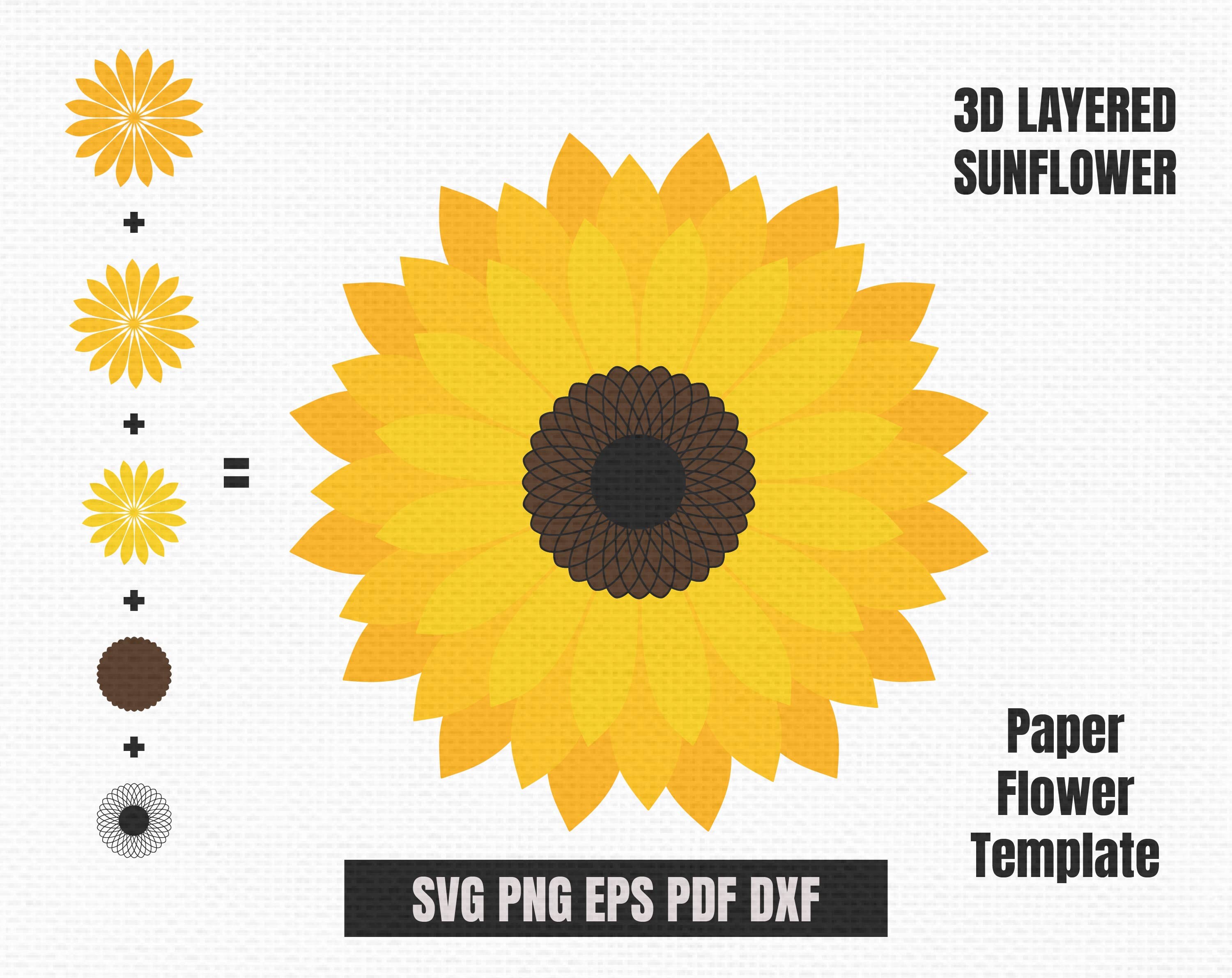 3d layered Sunflower svg Template Paper Flower Sunflower svg | Etsy