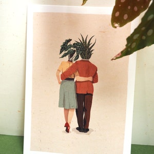 Tarjeta A5 grande Ilustración Los Amantes