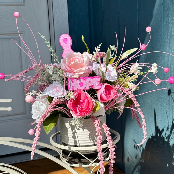 Breast Cancer Ribbon Flower Etsy UK