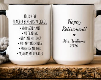 Personalized Teacher Retirement Mug, Retired Teacher Gift Mug, Teacher Retirement Gift, Teacher Retired Coffee Cup