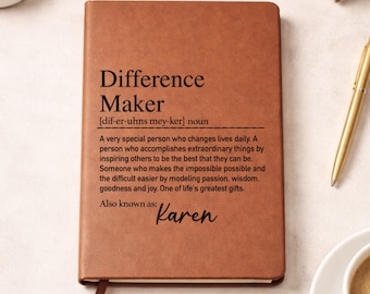 Personalized Difference Maker Journal Gift, Teacher Appreciation Gift, Mentor Leader Appreciation Thank You Gift