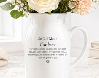 Personalized Christian Teacher Gift, Teacher Flower Vase, Faith Teacher Appreciation Gift, Religious Teacher Thank You Gift, EM-FV48395