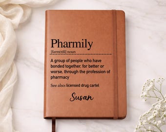 Personalized Pharmily Vegan Leather Journal: Pharmacy Gift