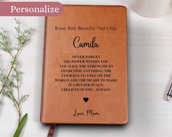 Personalized Vegan Leather Journal: Gift for Daughter from Mom
