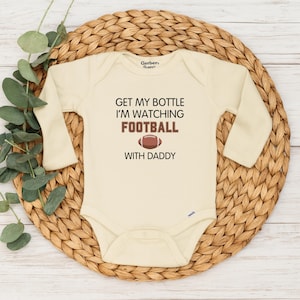 Football Baby Onesie: &quot;Watching Football With Daddy&quot; - 100% Cotton