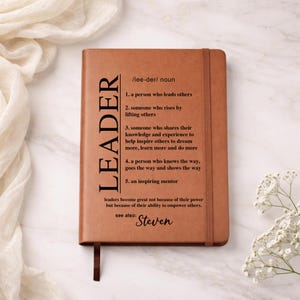 Personalized Leader Definition Vegan Leather Journal: Mentor Gift, Leadership Appreciation