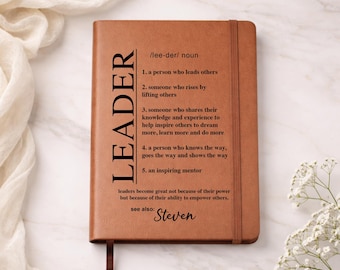 Personalized Leader Definition Vegan Leather Journal: Mentor Gift, Leadership Appreciation