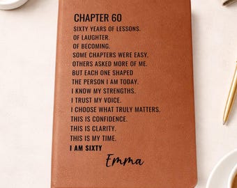 Chapter 60 Birthday Vegan Leather Journal, Personalized 60th Birthday Gift, Journal Gift For 60th Birthday, Birthday Keepsake (EM-LJ1230)