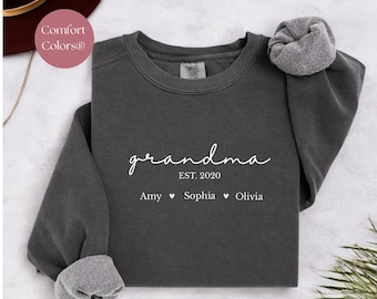 Comfort Colors® Personalized Grandma Sweatshirt, Soft Cotton Blend