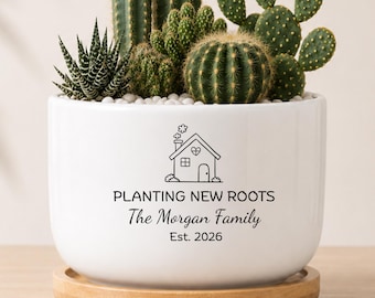 Personalized New Home Planter,  Housewarming Plant Pot Gift, First Home Keepsake, Realtor Closing Gift, Housewarming Gift, EM-CFP7492