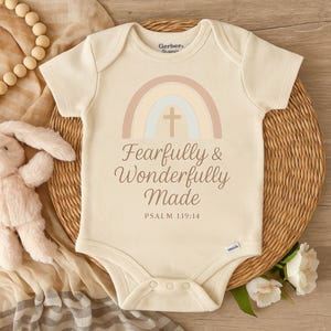 Fearfully and Wonderfully Made Onesie®, Psalm 139:14 Baby Onesie®, Christian Baby Gift, Christian Baby Onesie®, Religious Bodysuit, EM-LHG01