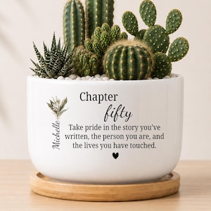 50th Birthday Gifts For Women,50th Birthday Ceramic Plant Pot, Fifty Keepsake Birthday Gift, Chapter Fifty Birthday Gift, EM-CFP19293