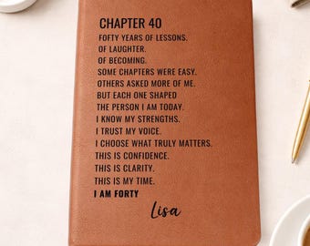 Chapter 40 Birthday Vegan Leather Journal, Personalized 40th Birthday Gift, Journal Gift For 40th Birthday, Birthday Keepsake (EM-LJ1229)