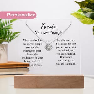 Personalized You Are Enough Necklace, Encouragement Gift, Affirmation Necklace, Motivational Gift, Reminder Gift For Friend, Self Love Gift