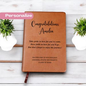 Personalized Graduation Vegan Leather Journal: College Graduate Gift