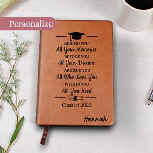Personalized Vegan Leather Graduation Journal: &#39;Behind You All Your Memories&#39;