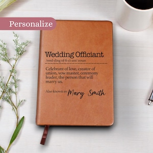 Wedding Officiant Definition Journal, Wedding Officiant Gift, Custom Wedding Officiant Journal, Leather Officiant Journal, Officiant Gift