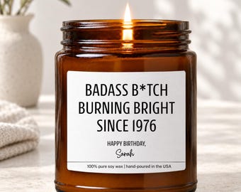 Badass Bitch Since 1976 Candle, 50th Birthday Gift, Badass Bitch Candle, 50th Birthday Gift, Custom 50th Birthday Candle EM-LHC936