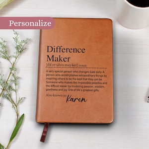 Difference Maker Journal, Mentor Gift, Special Person Gift, Gift for colleague, Supervisor gift, Thank You Journal, Therapist Gift