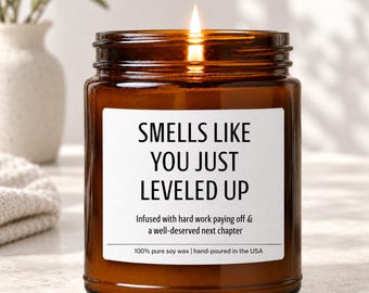 Job Promotion Candle, Smells Like Level Up Job Promotion, Promotion Gifts, Coworker Promotion Gift, New Job Candle, EM-LHC176